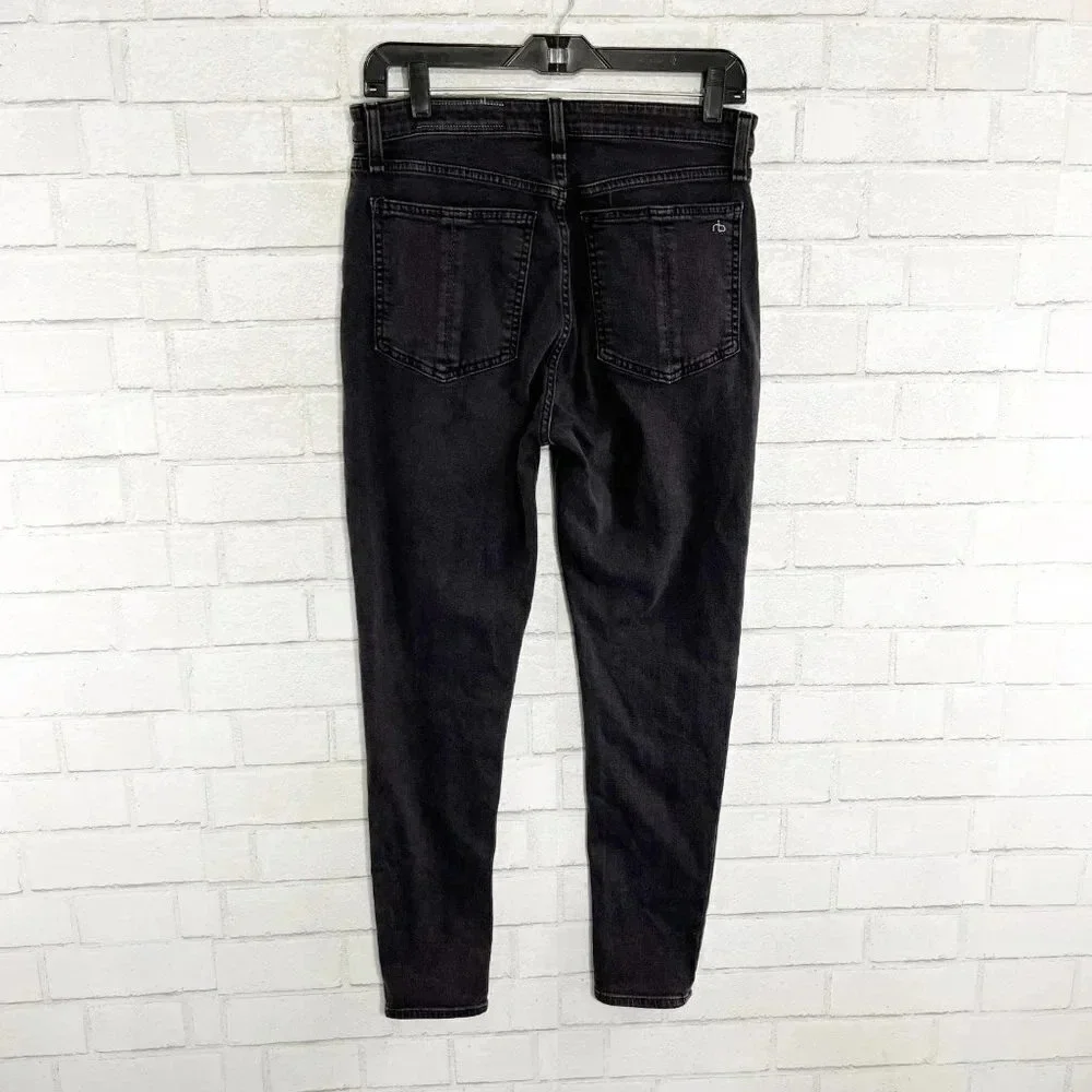 Rag & Bone Faded Black Nina High Rise Ankle Skinny Jeans Women's Waist Size 29